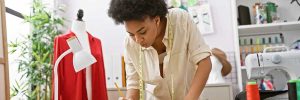 Woman getting ready to sew