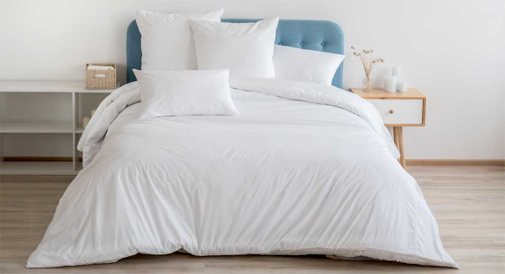 bed with duvet cover