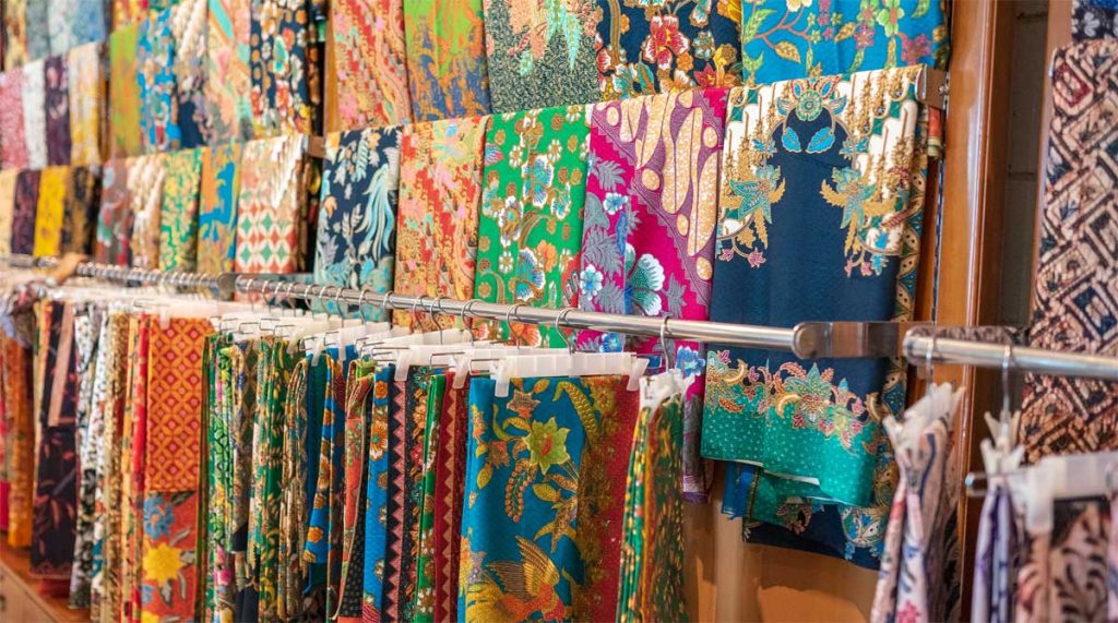 Batik fabric in a store